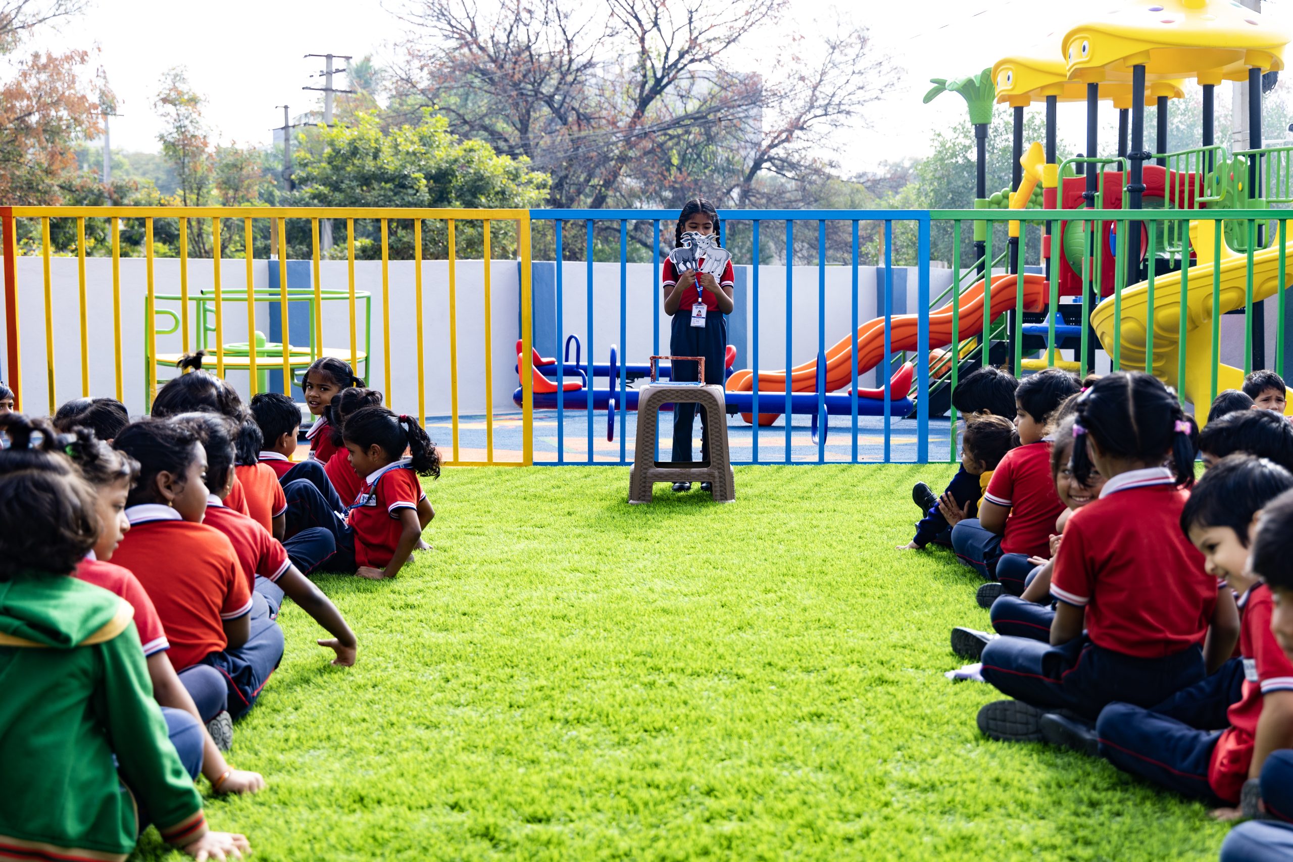 students are in play area