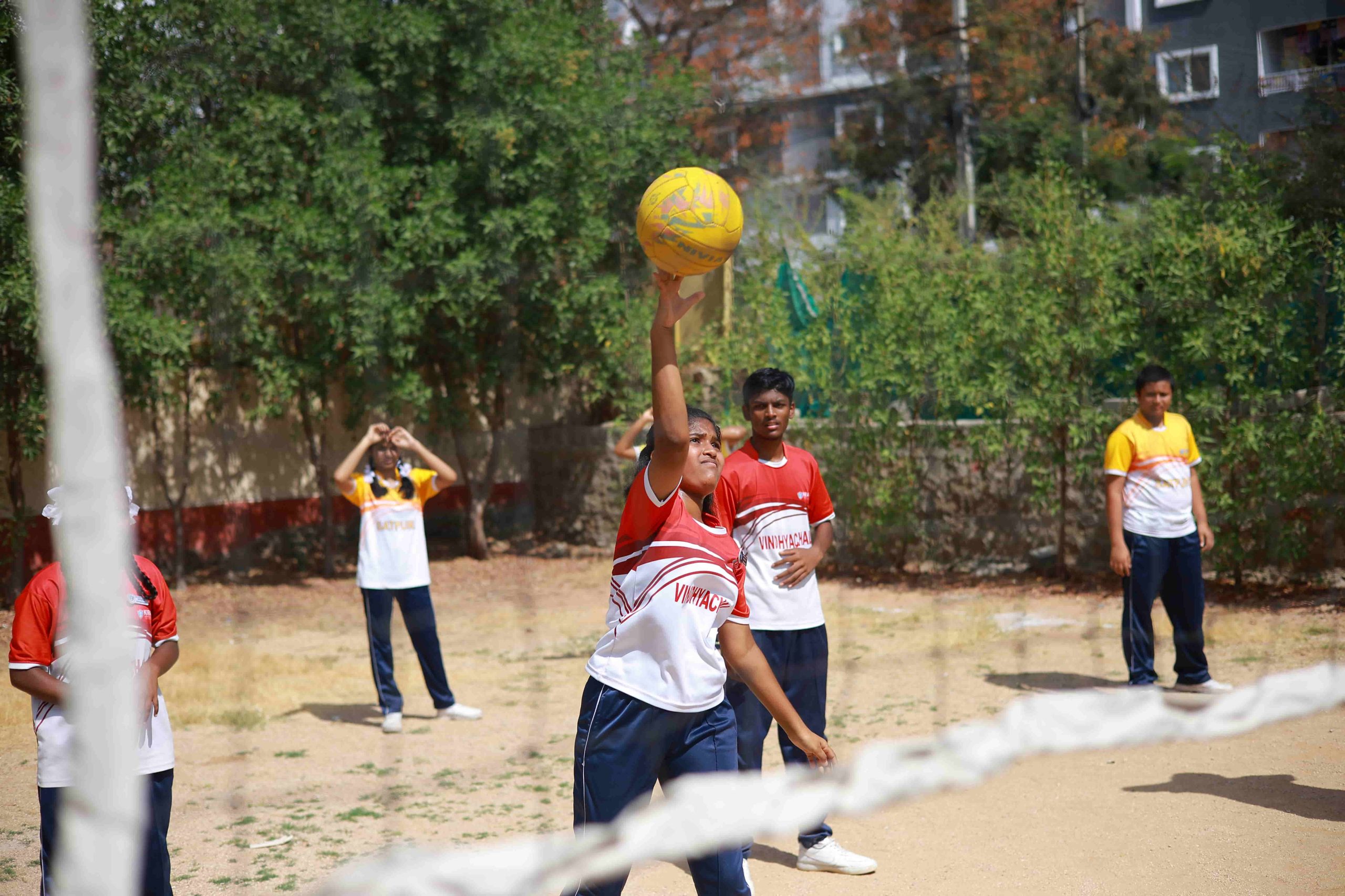 Students are playing football